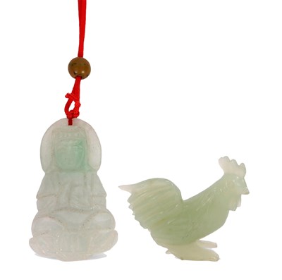 Lot 111 - A jade carving of a Buddha and a further...