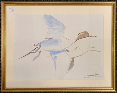 Lot 35 - Simon Trinder (b.1958) Ducks in flight,...