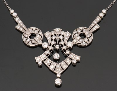 Lot 346 - An Art Deco diamond necklace, set throughout...