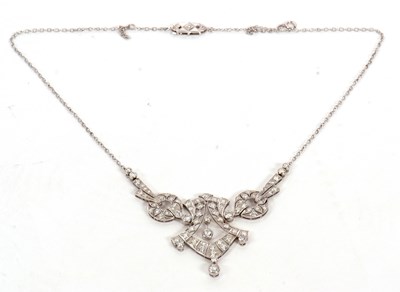 Lot 346 - An Art Deco diamond necklace, set throughout...