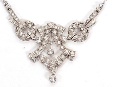 Lot 346 - An Art Deco diamond necklace, set throughout...