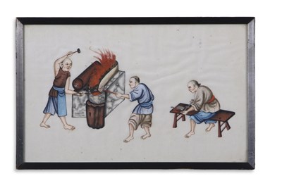 Lot 114 - A group of eight Chinese watercolours, late...