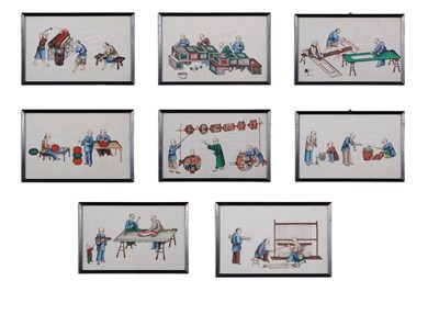 Lot 114 - A group of eight Chinese watercolours, late...