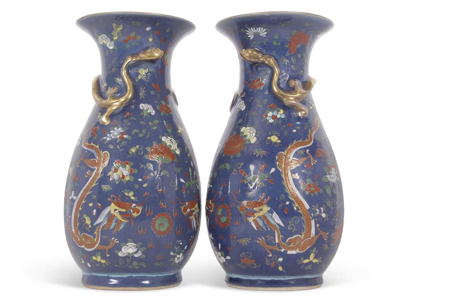 Lot 119 - A fine pair of Chinese porcelain vases Qing...
