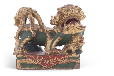 Lot 122 - A Chinese stone model foo dragon on a...