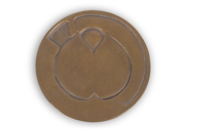 Lot 140 - A bronze circular dish with Lotus bud type...