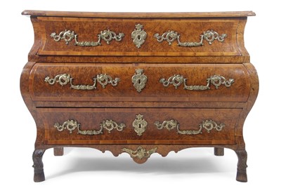 Lot 446 - A French Louis XVI walnut veneered Bombe...