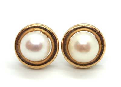 Lot 89 - A pair of 9ct cultured pearl earstuds, the...