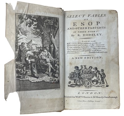 Lot 490 - R DODSLEY: SELECT FABLES OF ESOP. 3 books in...