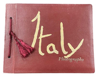 Lot 451 - Italy Photograph album. Oblong maroon pebbled...