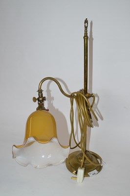 Lot 513 - Brass adjustable desk lamp with frilled glass...