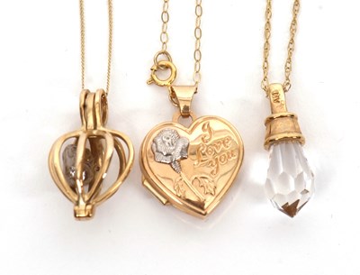 Lot 201 - Three 9ct necklaces: to include a 9ct heart...