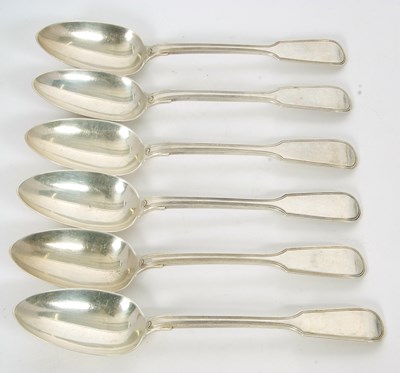 Lot 23 - Six Victorian silver table spoons, fiddle and...