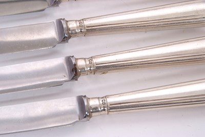 Lot 27 - Six silver handled table knives, six silver...