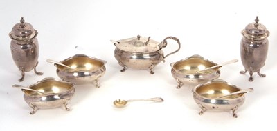 Lot 31 - A seven piece silver condiment set comprising...