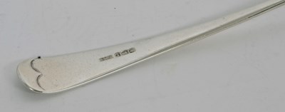 Lot 44 - A George V silver soup ladle Old English...