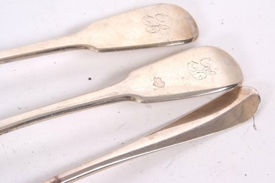 Lot 57 - Pair of George III fiddle pattern silver...