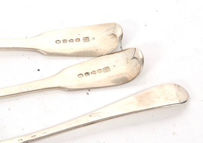 Lot 57 - Pair of George III fiddle pattern silver...