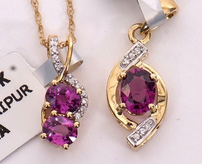 Lot 177 - Two 10k rubelite necklaces: to include a two...