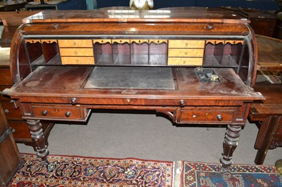 Lot 482 - A Victorian mahogany cylinder front bureau...