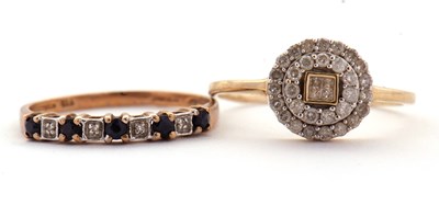 Lot 94 - Two 9ct and diamond rings: to include a...