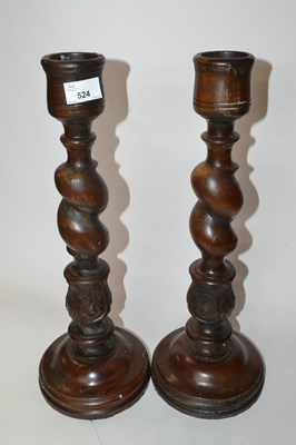 Lot 449 - A pair of 20th Century oak barley twist...