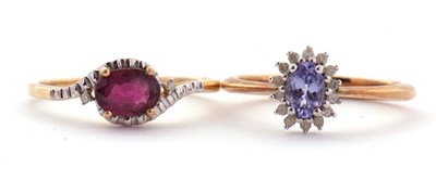 Lot 95 - Two 9ct diamond and gemset rings: to include a...