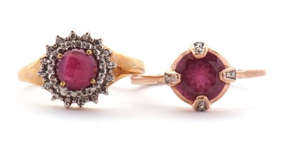 Lot 104 - Two 9ct gemset and diamond rings: to include a...