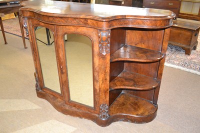 Lot 433 - A Victorian walnut veneered credenza of...