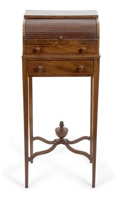 Lot 469 - Small Georgian style tambour top mahogany...