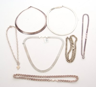 Lot 423 - A quantity of silver necklaces, approx. 270g...