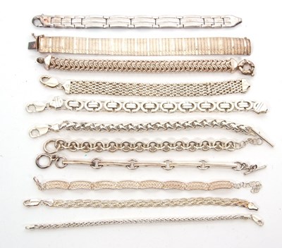 Lot 426 - Eleven silver braclets, all stamped 925, 282g...