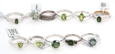 Lot 363 - Eleven silver and gemset rings: to include...