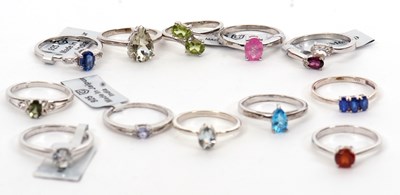 Lot 370 - Twelve silver and gemset rings: to include...