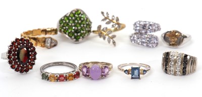 Lot 364 - Ten silver and gemset rings: to include...