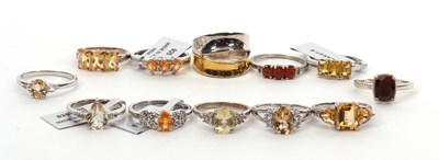 Lot 369 - Twelve silver and gemset rings: to include...