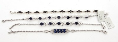 Lot 368 - Four silver and gemset bracelets: to include a...