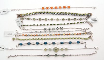 Lot 366 - Eleven silver and gemset bracelets: to include...