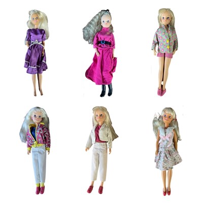 Lot 194 - Six various 1980s Sindy dolls