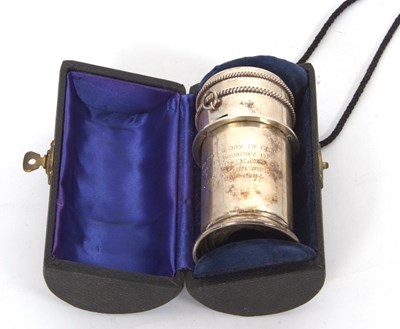 Lot 86 - A cased silver travelling communion set of...