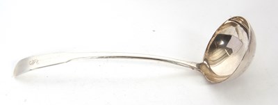 Lot 109 - George III silver soup ladle, fiddle pattern,...