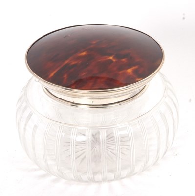 Lot 111 - A George V glass powder bowl with silver and...