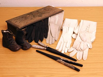 Lot 106 - A crewel work glove box and a quantity of...