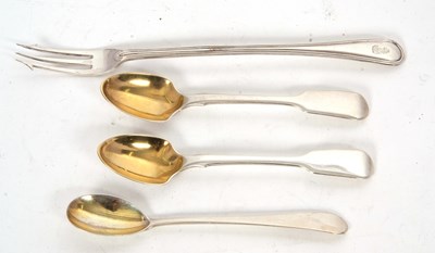 Lot 140 - Pair of George IV silver fiddle pattern...