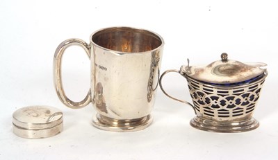 Lot 174 - Mixed Lot: A hallmarked silver christening mug,...