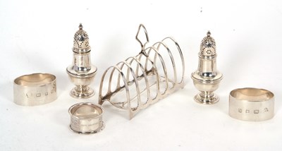 Lot 185 - Mixed Lot: George V silver toast rack of...