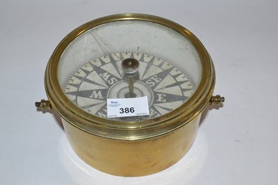 Lot 340 - A ships compass in brass case