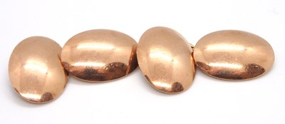 Lot 144 - A pair of 9ct rose gold cufflinks, the plain...