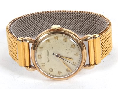 Lot 219 - A gents 9ct gold Jaeger Le Coutre watch on an...