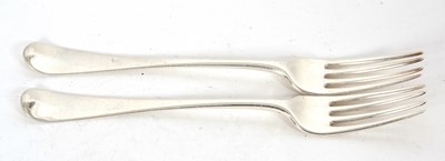 Lot 120 - Pair George III Silver table forks, Lond 1787...